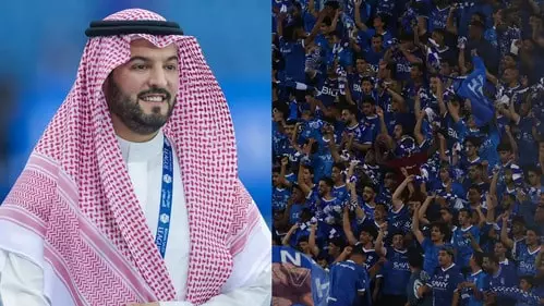 فهد بن نافل، رئيس مجلس إدارة شركة نادي الهلال، يهدي جماهير الفريق 1000 تذكرة قبل كلاسيكو الاتحاد، مؤكدًا على أهمية دعم الجماهير في المباراة الحاسمة.