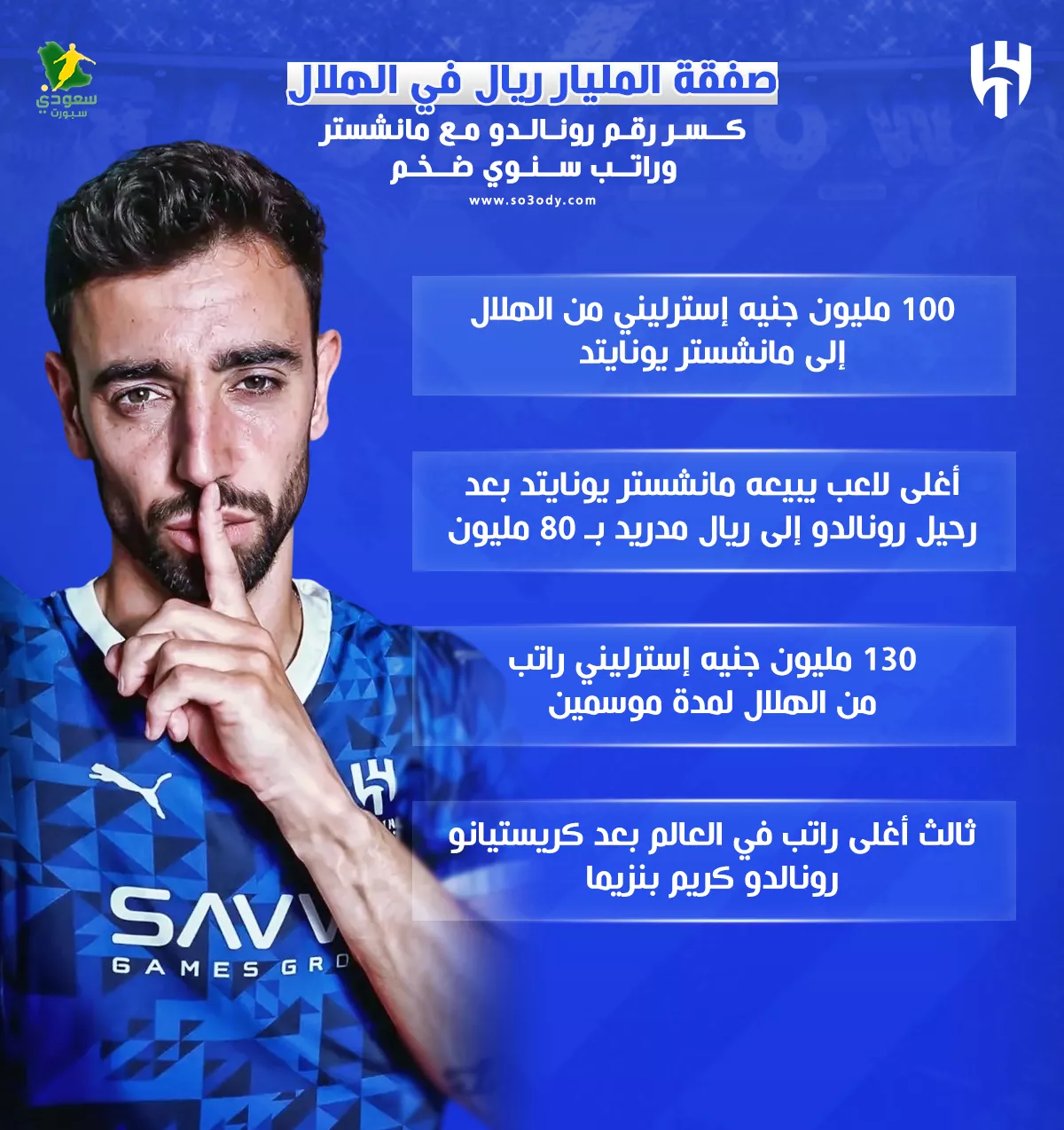 الهلال السعودي يخطف الأضواء بمحاولة ضم برونو فيرنانديز في صفقة تاريخية